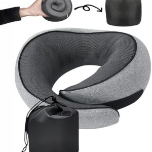SZXYX Travel Pillows for Airplanes, 100% Pure Memory Foam Neck Pillow for Airplanes, Comfortable Breathable Cover, 360° Support Stowable Pillows for Sleeping, Car, Airport Travel Essentials L