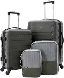 Wrangler Elysium Luggage & Packing Cubes, Green, 4 Piece Set